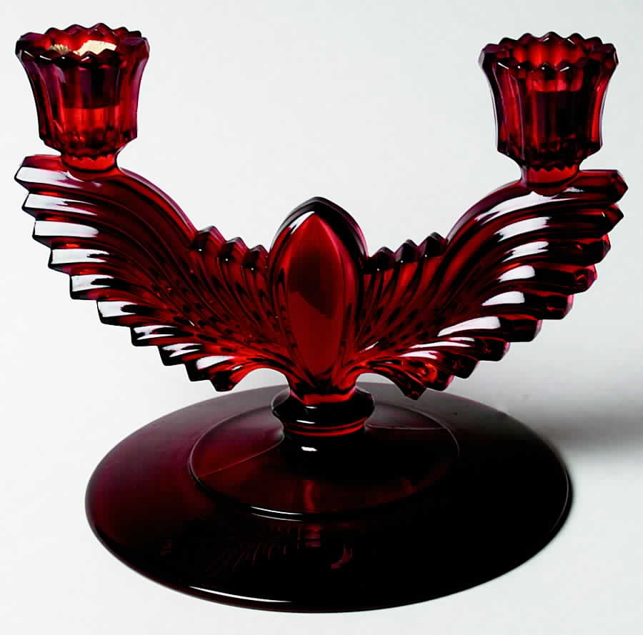 Queen Ann-Ruby Double Light Candlestick by New Martinsville-1
