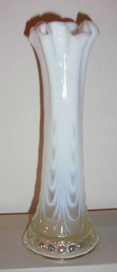 Jewels and Drapery White Opalescent Flower Vase by Northwood-1