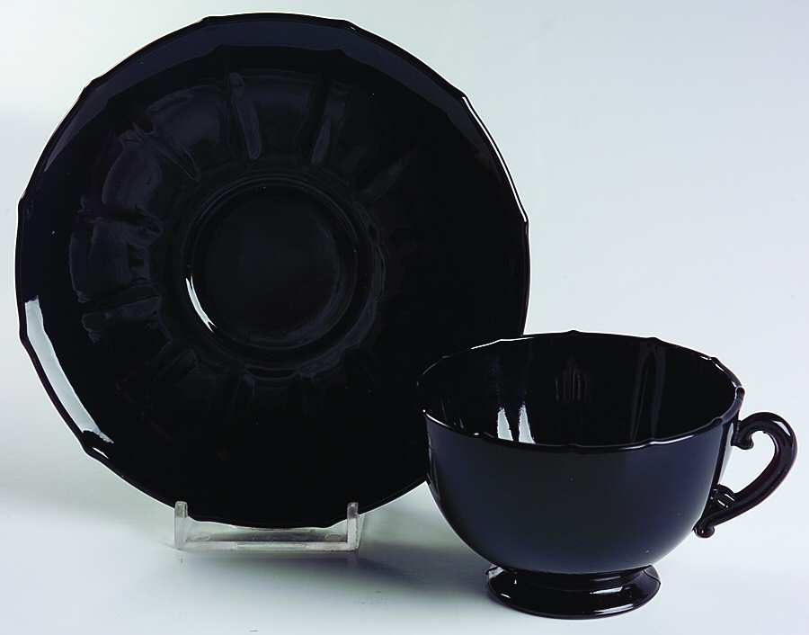 34-Black Cup & Saucer Set by New Martinsville-1