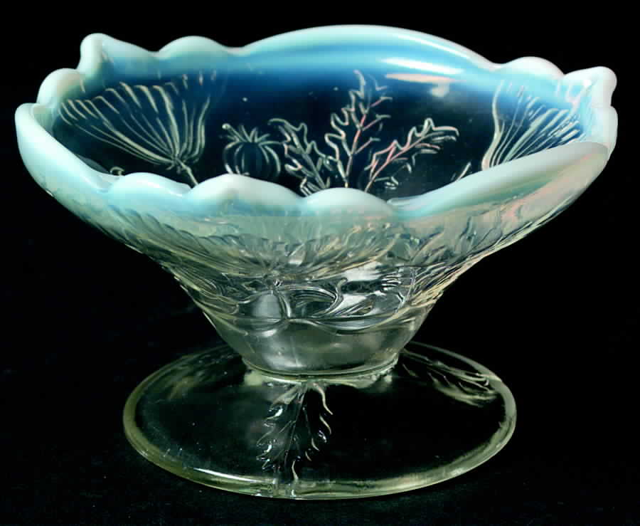 Thistle Patch White Opalescent Bon Bon by Northwood-1