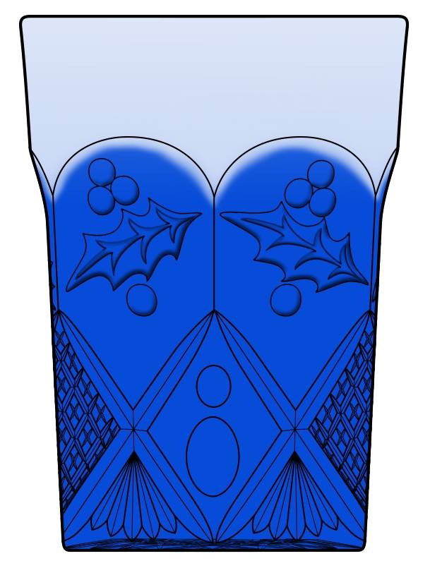 Panelled Holly-Blue Opalescent Flat Tumbler by Northwood-1