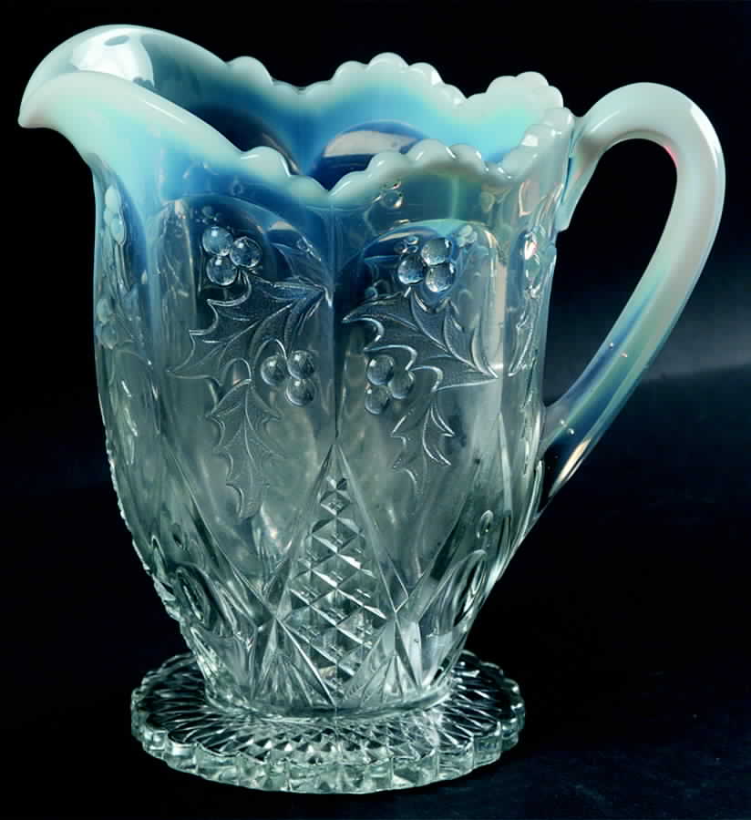 Panelled Holly White Opalescent (No Decorated) 40 Oz Pitcher by Northwood-1