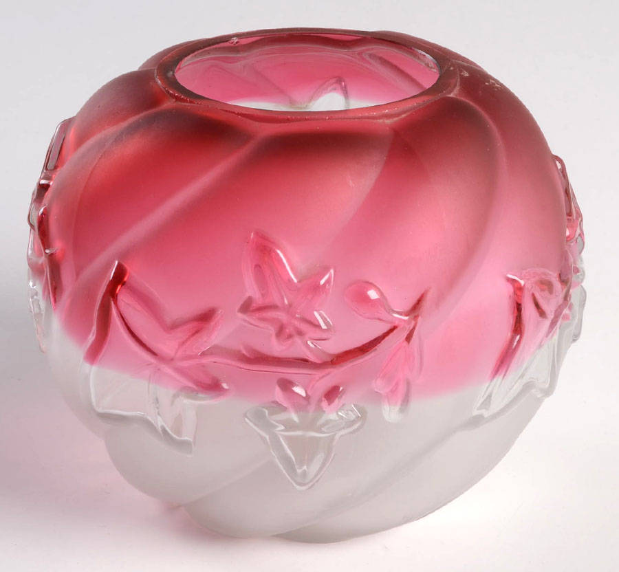 Royal Ivy Cranberry (Frosted) 3" Rose Bowl by Northwood-1