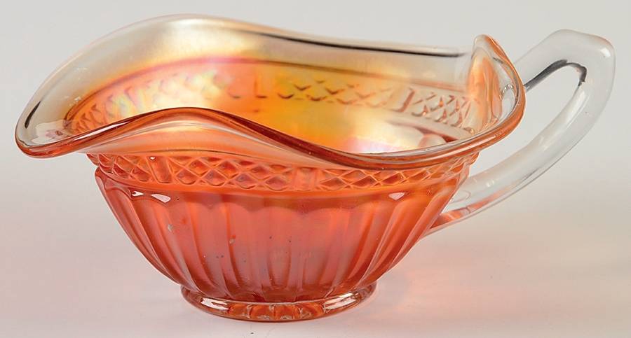Lustre Flute-Marigold Handled Nappy by Northwood-1