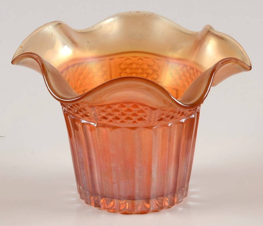 Lustre Flute-Marigold Crimped Hat Vase by Northwood-1