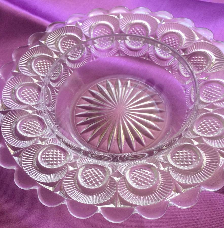 Diamond Point Discs Round Butter Dish No Lid by New Martinsville-1