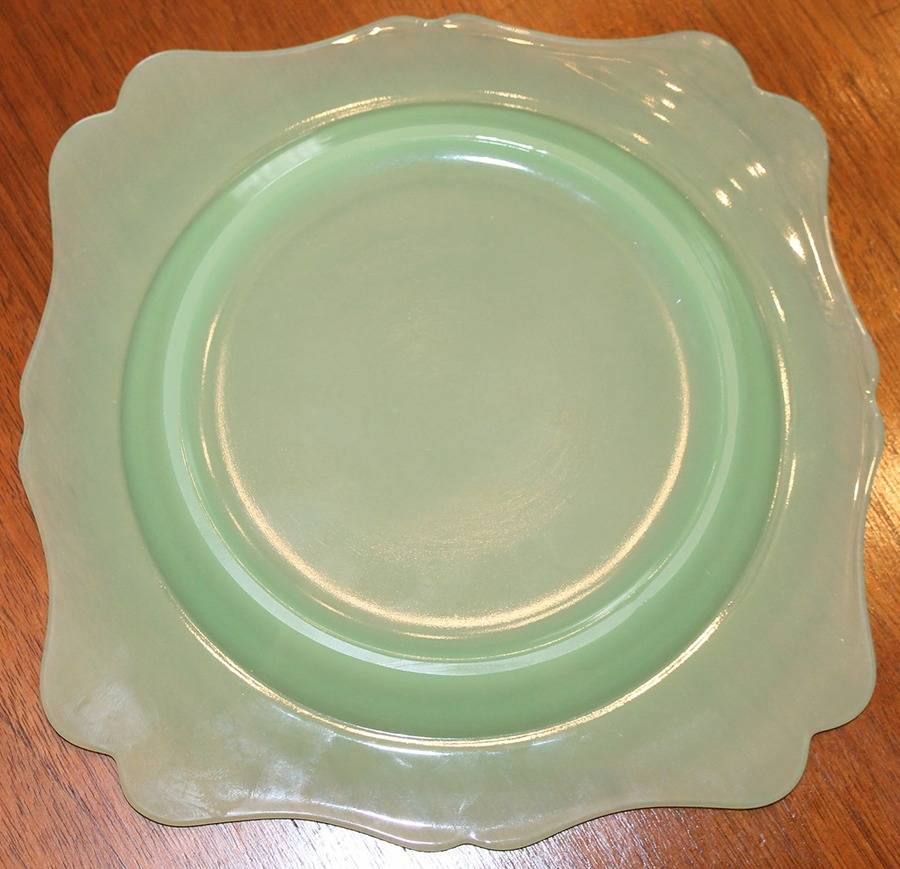 Fancy Square Jade 7" Salad Plate by New Martinsville-1