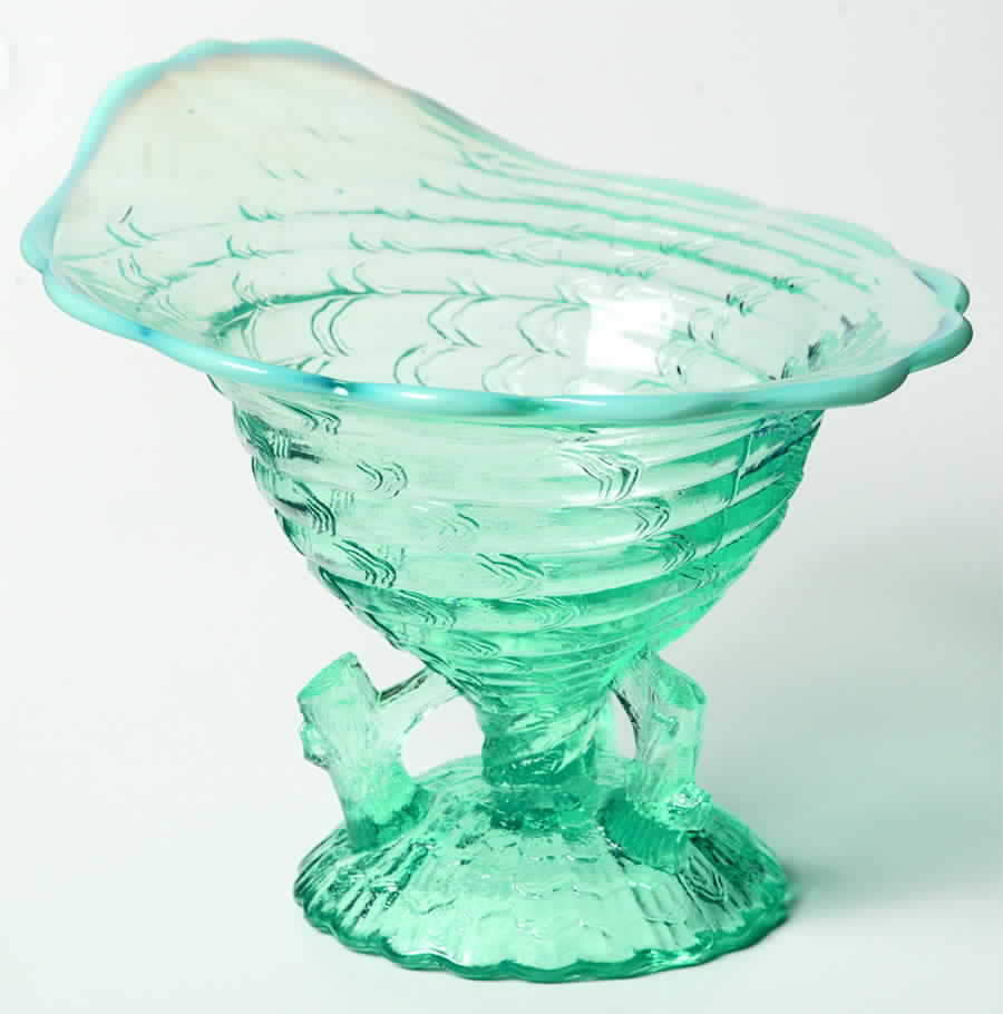 Ocean Shell-Blue Opalescent Novelty Bowl by Northwood-1