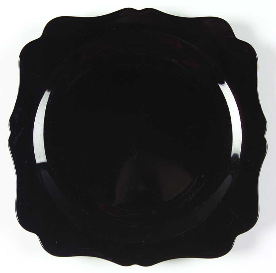Fancy Square-Black Luncheon Plate by New Martinsville-1