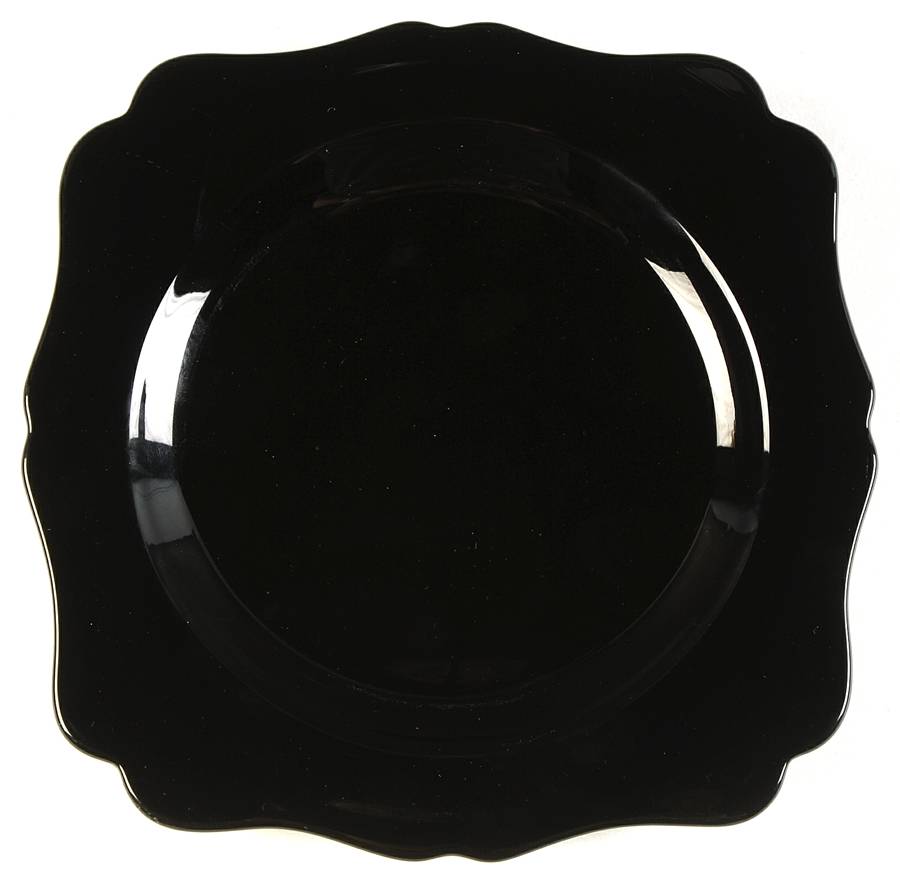 Fancy Square-Black 7" Salad Plate by New Martinsville-1