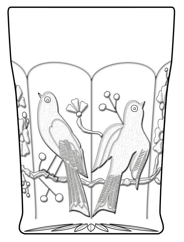 Singing Birds Clear Flat Tumbler by Northwood-1