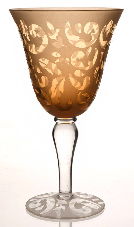 Scroll Amber Water Goblet by Noble Excellence-1