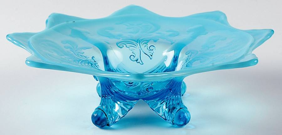 Intaglio Blue Opalescent Card Tray by Northwood-1