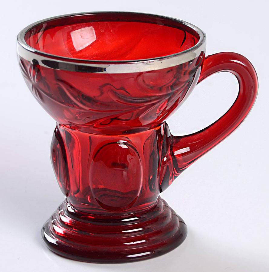 Moondrops Ruby (Platinum Trim) Whiskey Glass by New Martinsville-1