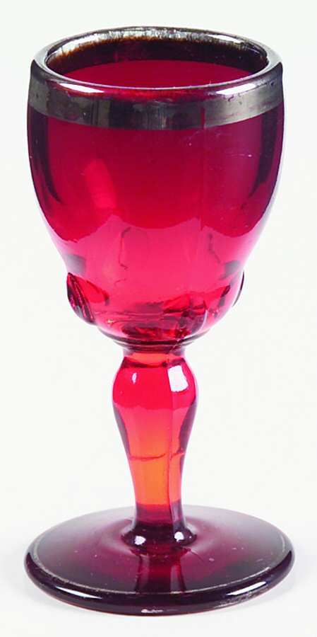 Moondrops Ruby (Platinum Trim) Cordial Glass by New Martinsville-1