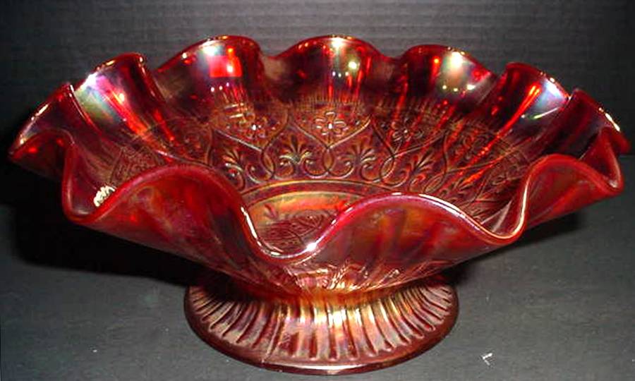 Hearts and Flowers-Marigold 10" Large Fruit Bowl by Northwood-1