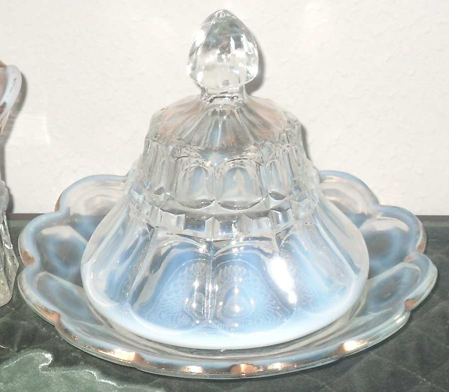 Regal-White Opalescent Round Covered Butter by Northwood-1