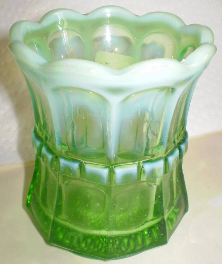 Regal-Green Opalescent Open Spooner by Northwood-1