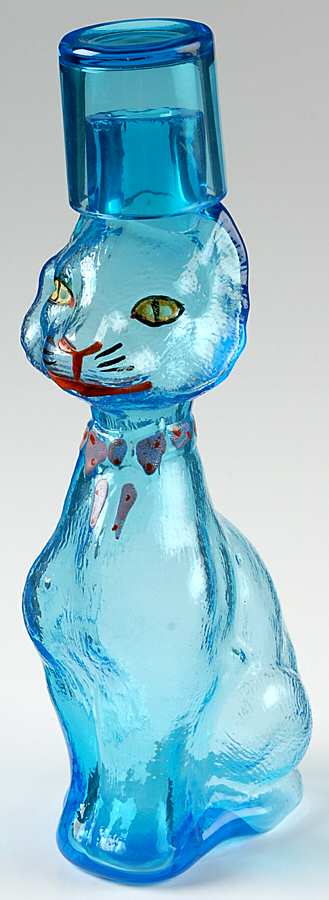Animals & Figurines #1926 Nice Kitty Decanter and Tumbler Set by New Martinsville-1