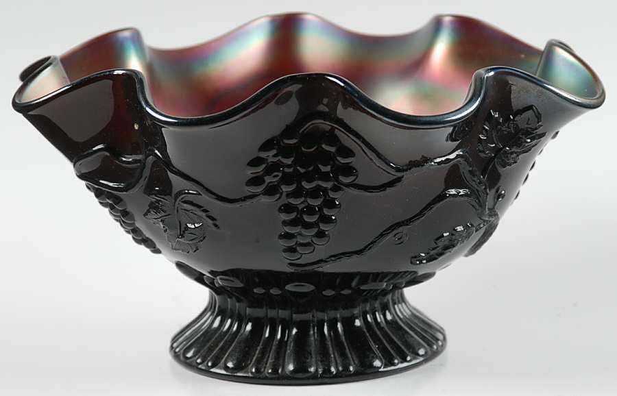 Star of David with Bows Amethyst Footed Crimped Bowl by Northwood-1