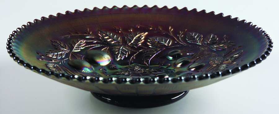 Three Fruits Amethyst (Carnival) 8" Round Bowl by Northwood-1