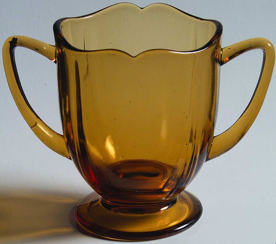 Fancy Square Amber Open Sugar by New Martinsville-1