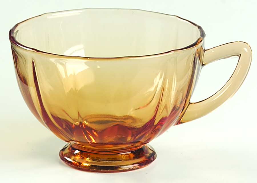 Fancy Square Amber Cup Only by New Martinsville-1