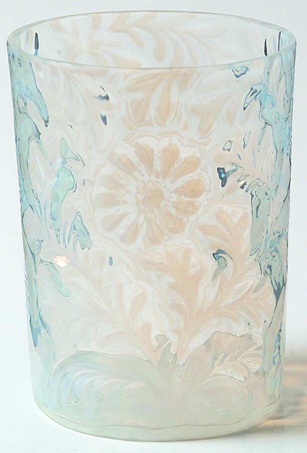 Daisy and Fern White Opalescent Flat Tumbler by Northwood-1
