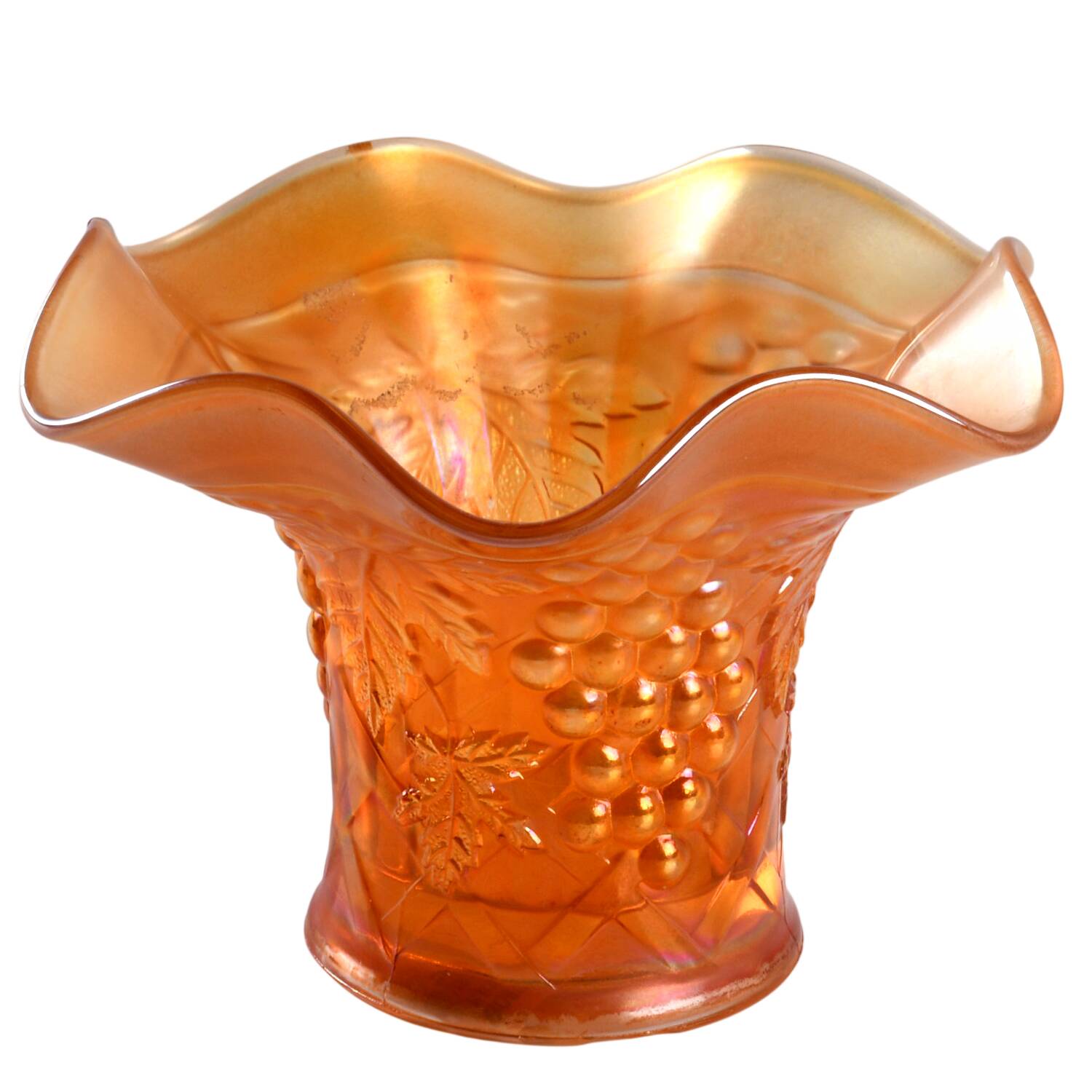 Grape Arbor Marigold Whimsey Vase by Northwood-1