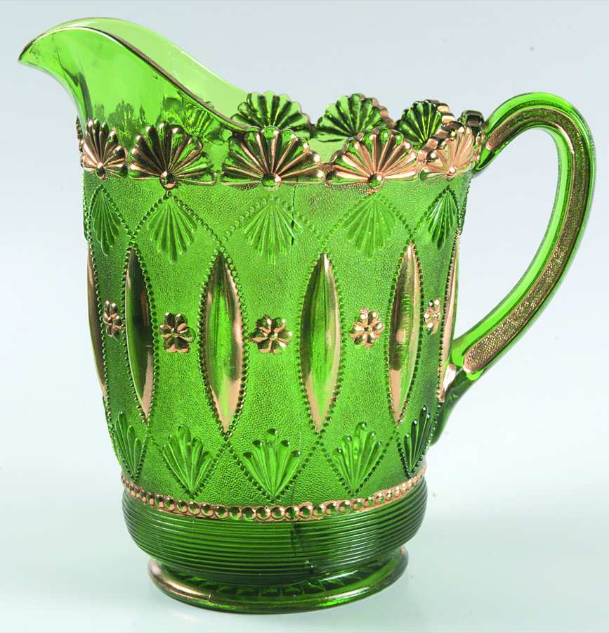 Posies and Pods Emerald Green Pitcher by Northwood-1