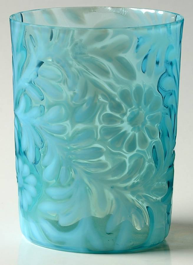 Daisy and Fern Blue Opalescent 9 Oz Flat Tumbler by Northwood-1