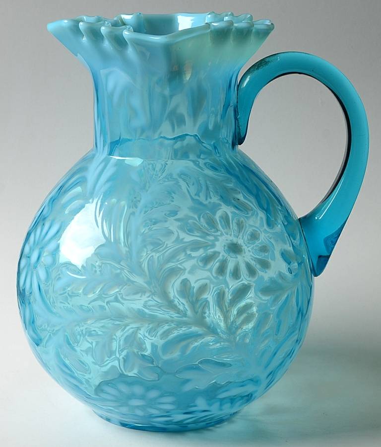 Daisy and Fern Blue Opalescent 86 Oz Pitcher by Northwood-1