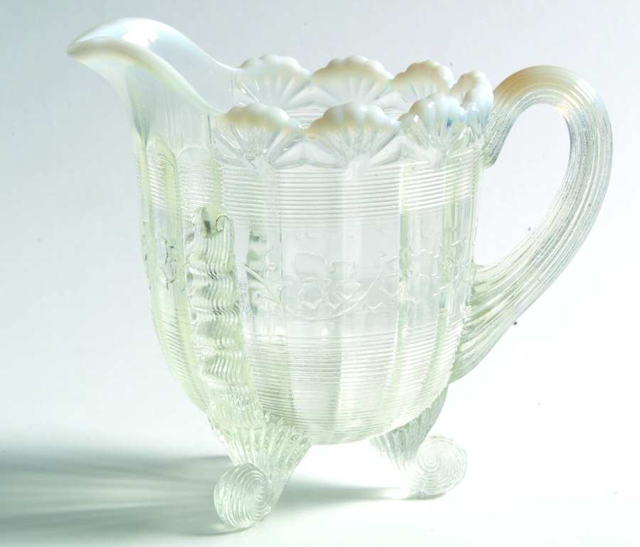 Klondyke-Floral-White Opalescent Creamer by Northwood-1