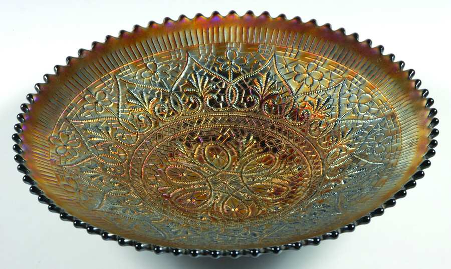 Hearts and Flowers Amethyst 8" Round Bowl by Northwood-1