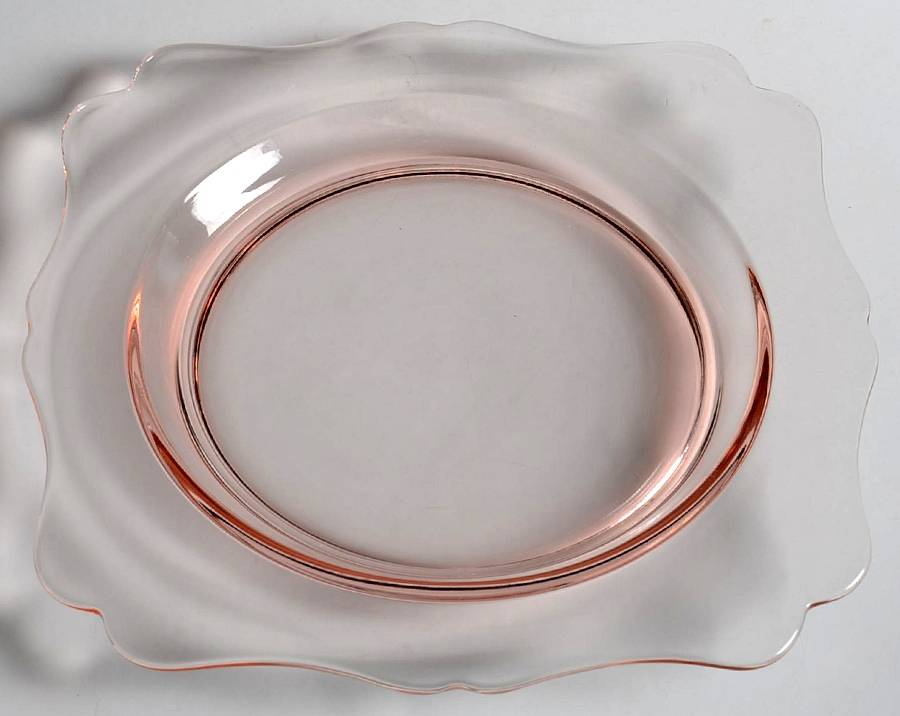 Fancy Square-Pink 7" Salad Plate by New Martinsville-1