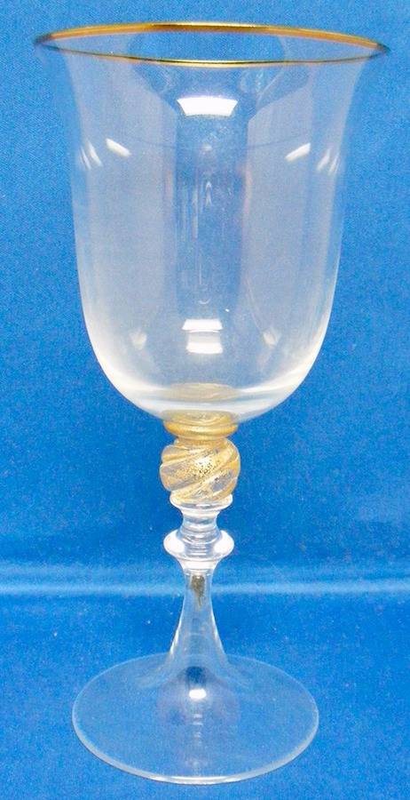Gotici Clear (Gold Accent) Water Goblet by Nason Moretti-1