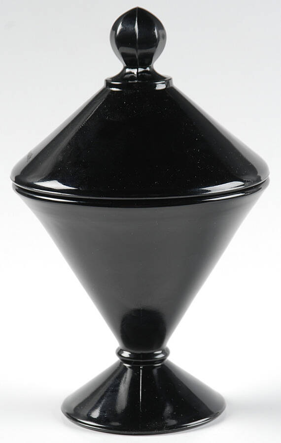 149-Black 1/2 Lb Candy Jar & Lid by New Martinsville-1