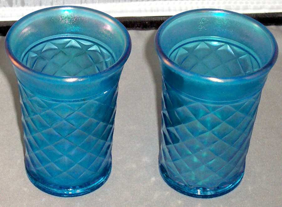 Concave Diamonds-Blue (Celeste) Flat Tumbler by Northwood-1