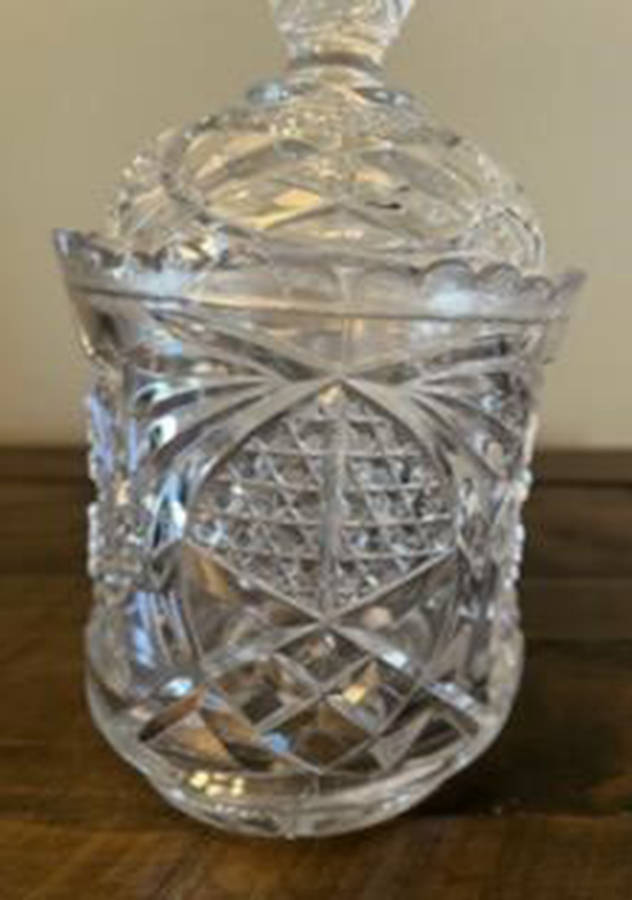 Star of David Sugar Bowl & Lid by New Martinsville-1