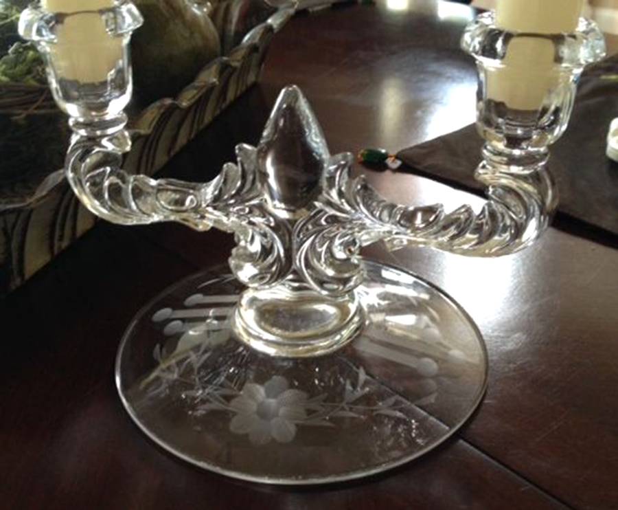 Cut 409 Double Light Candlestick by New Martinsville-1