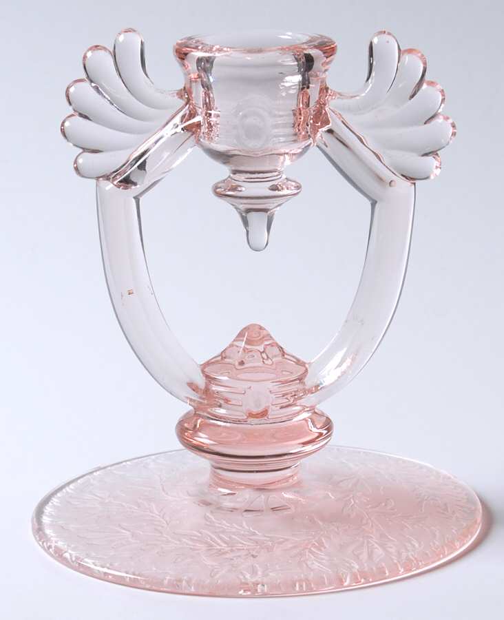Etch 103-25 Pink (Frosted) 5" Single Light Candlestick by New Martinsville-1