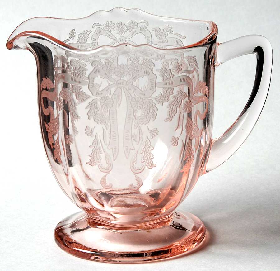 Etch 103-25 Pink (Frosted) Creamer by New Martinsville-1