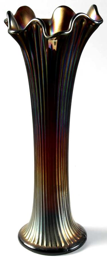 Fine Rib-Amethyst 11" Swung Bud Vase by Northwood-1