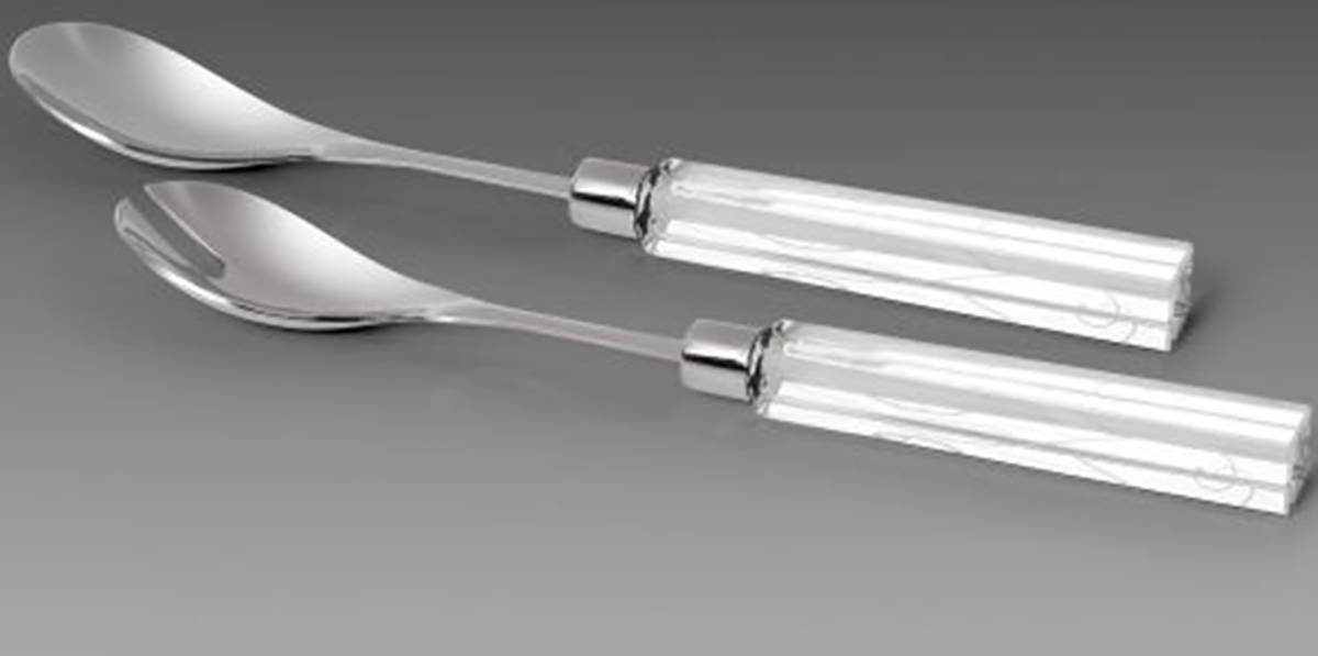Platinum Wave (2 Piece) Salad Set with Stainless Bowls by Noritake-1