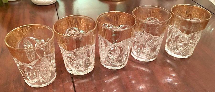 Leaf and Star-Gold Flat Tumbler by New Martinsville-1