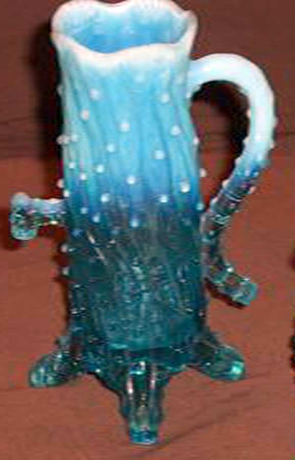 Pump and Trough-Blue Bud Vase by Northwood-1