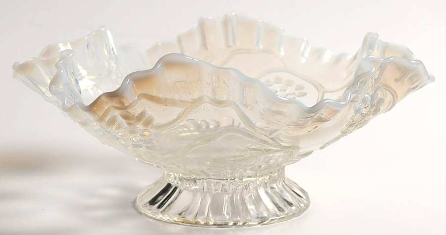 Vintage White Opalescent 8" Round Crimped Bowl by Northwood-1