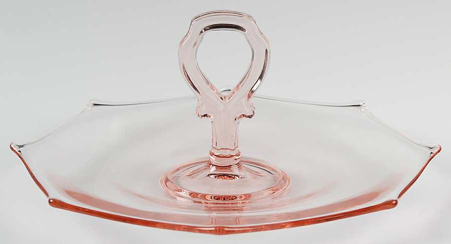 NEM7-Pink Center Handle Tray by New Martinsville-1