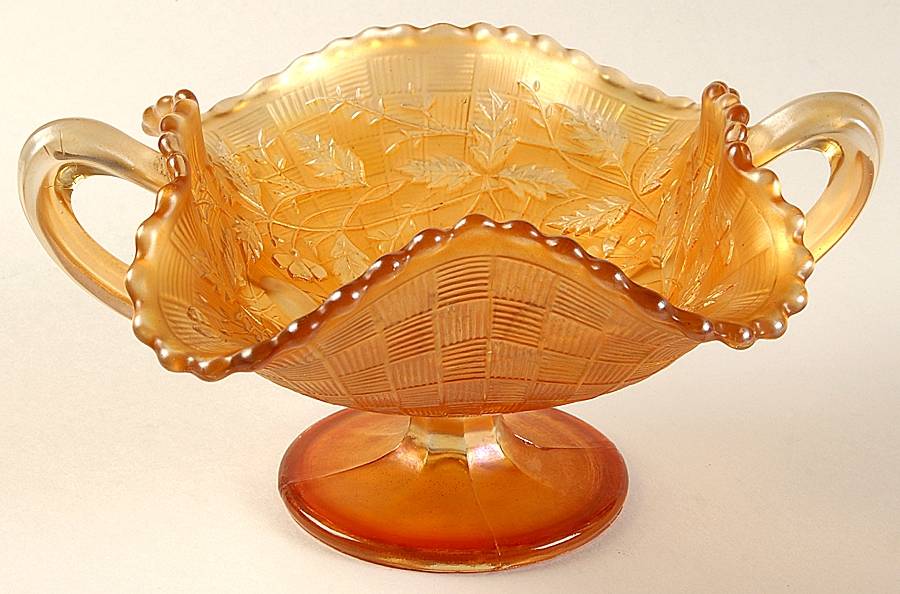 Fruits and Flowers Marigold (Carnival) Footed Bon Bon by Northwood-1
