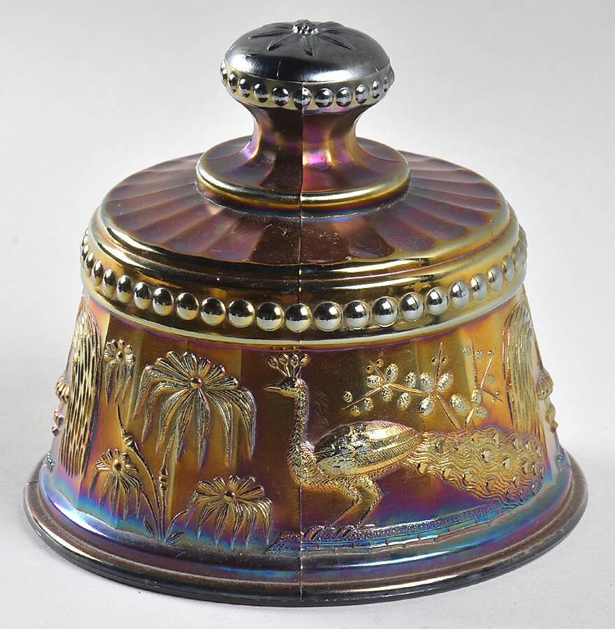 Peacock at the Fountain-Amethyst Lid for Round Butter by Northwood-1